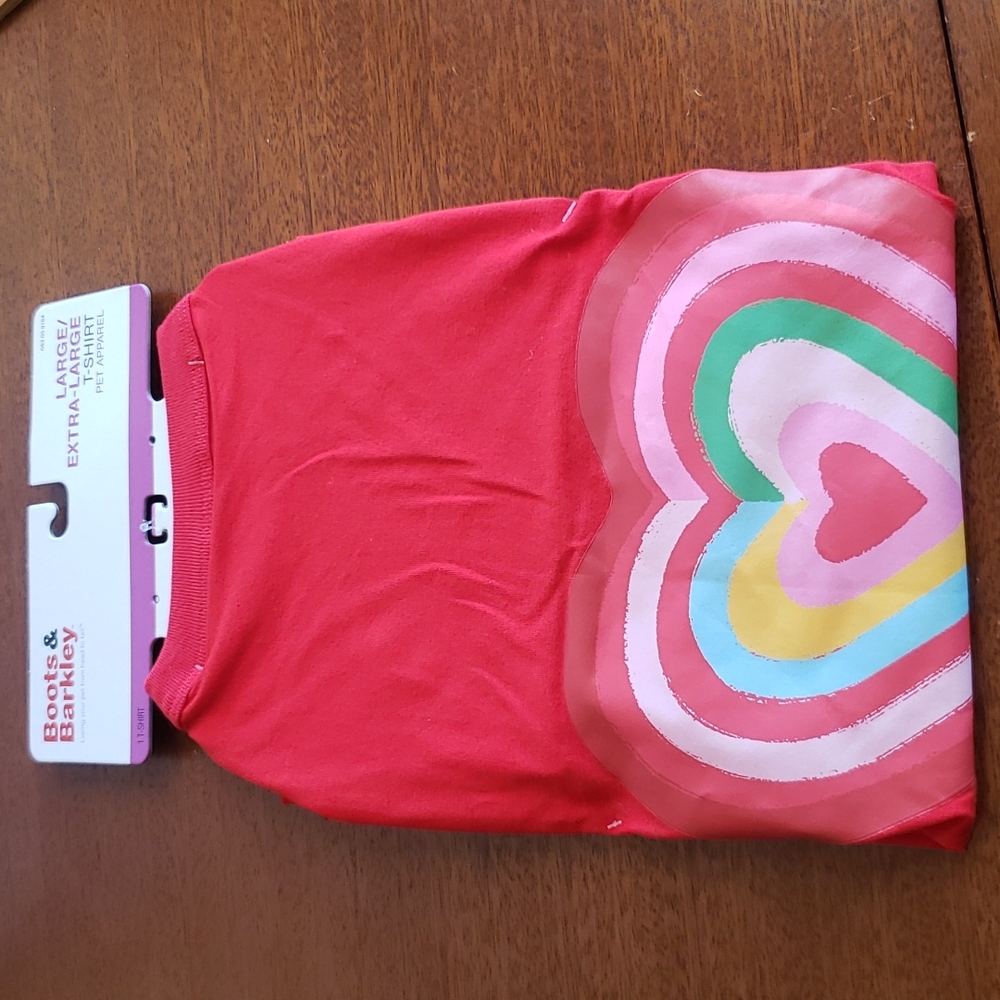 VALENTINES Heart Dog Tshirt sleevless Tee Multicolored ♥ Rainbow 🌈 Large / XL